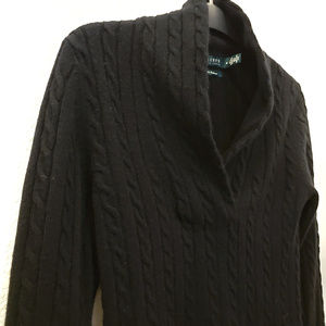 LAUREN RALPH LAUREN • Black Cashmere Knit Sweater
